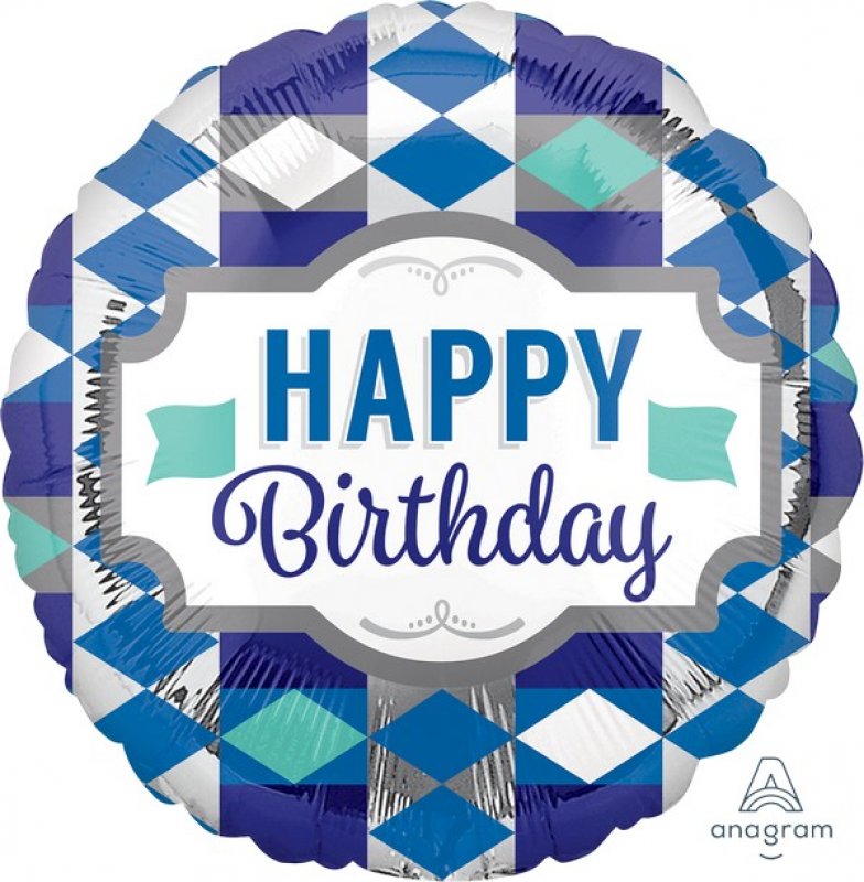 Blue And Teal Geometric Birthday BALLOON