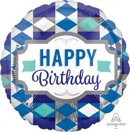 Blue And Teal Geometric Birthday BALLOON