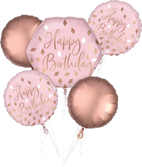 Birthday Blush Rose Gold Bouquet Balloon Kit, 5pc