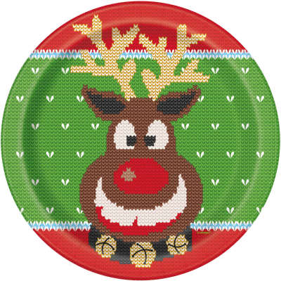 Ugly Sweater Christmas Round 9" Dinner Plates 8ct