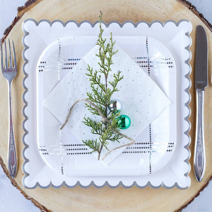 Winter White 7" Silver Plaid Plate