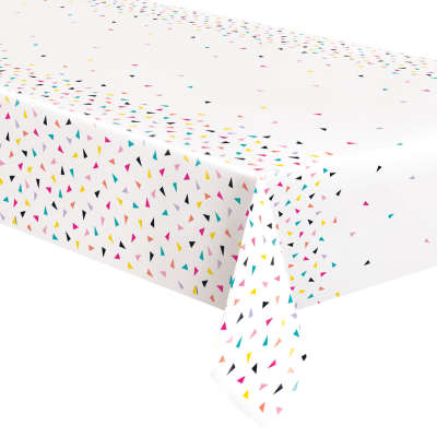 Triangle Confetti Birthday Rectangular Plastic Table Cover 54"x84"