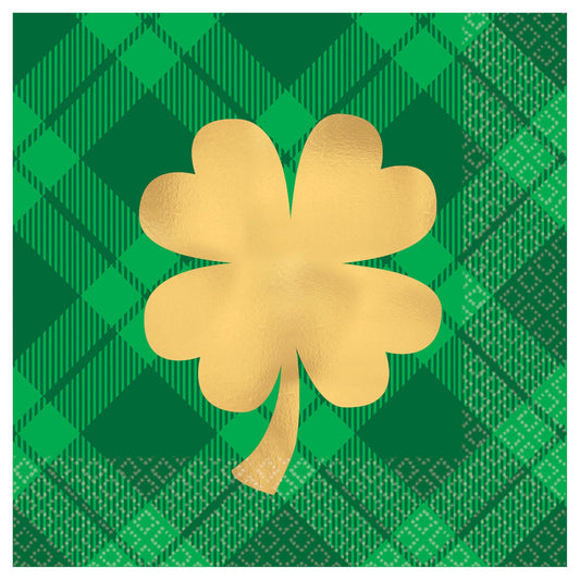 St. Patrick's Day Shamrock Beverage Napkins 16ct