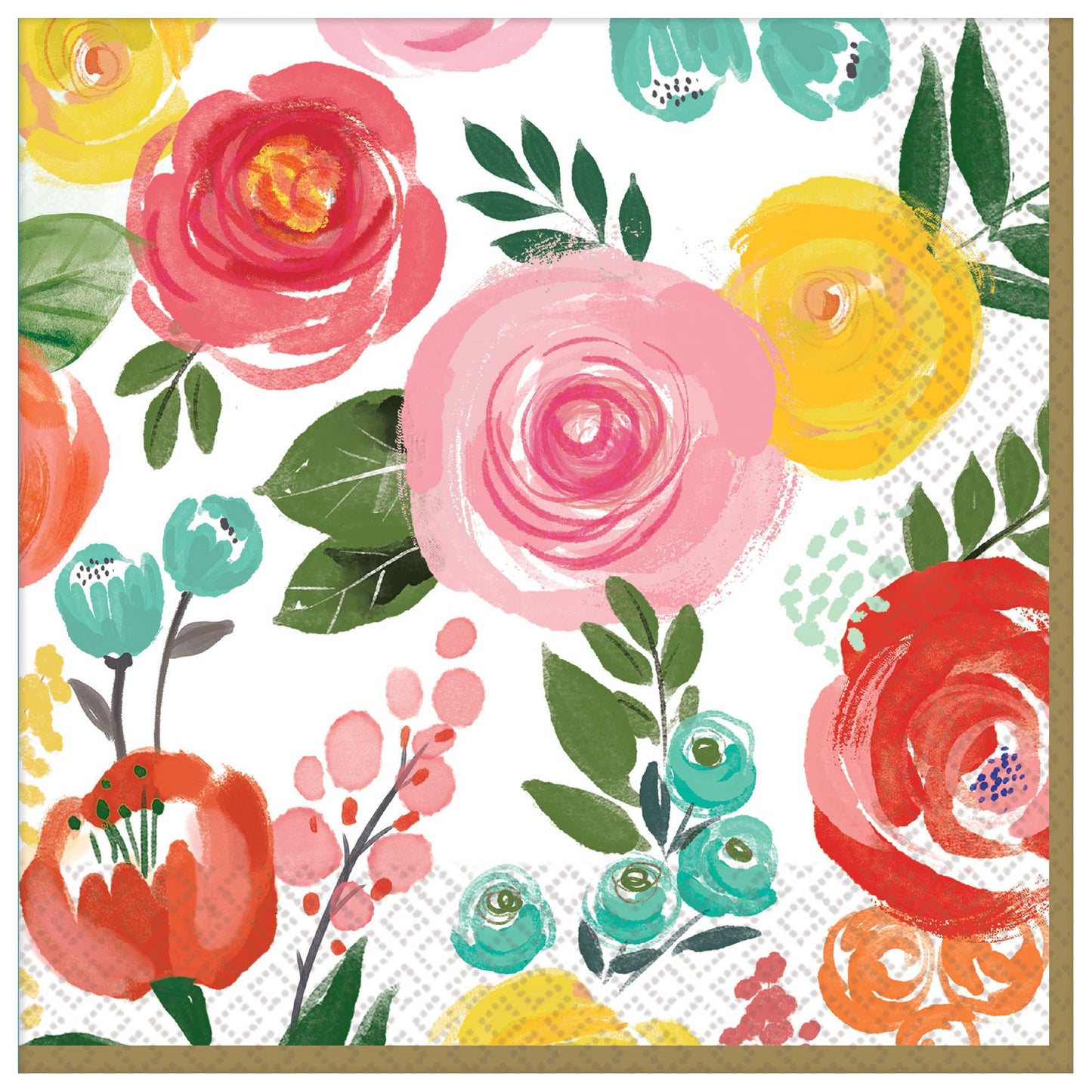 Bright Florals Luncheon Napkins, 6.5 inch fold, 16 count