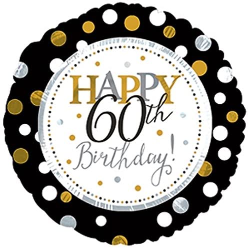 60th Birthday Gold/White 18in Mylar