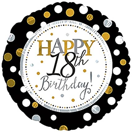 Black and Gold Age 18th Birthday 18" Foil Balloon