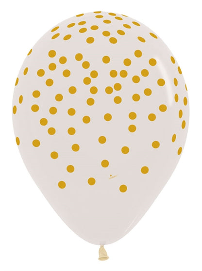 Transparent & Gold Dot Balloons 12in