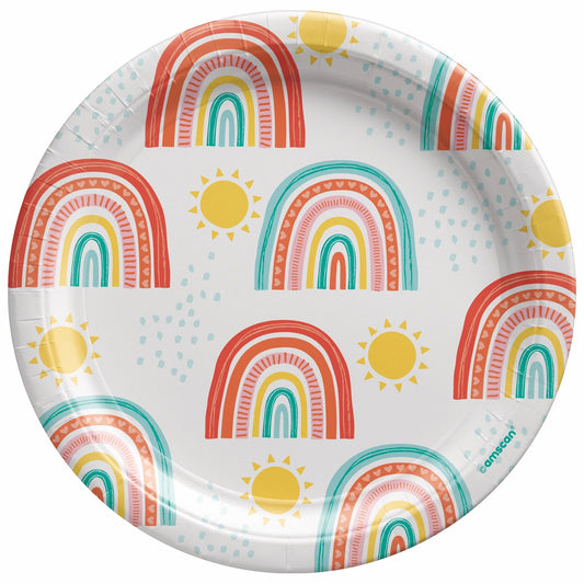 Retro Rainbow 7" Round Plates