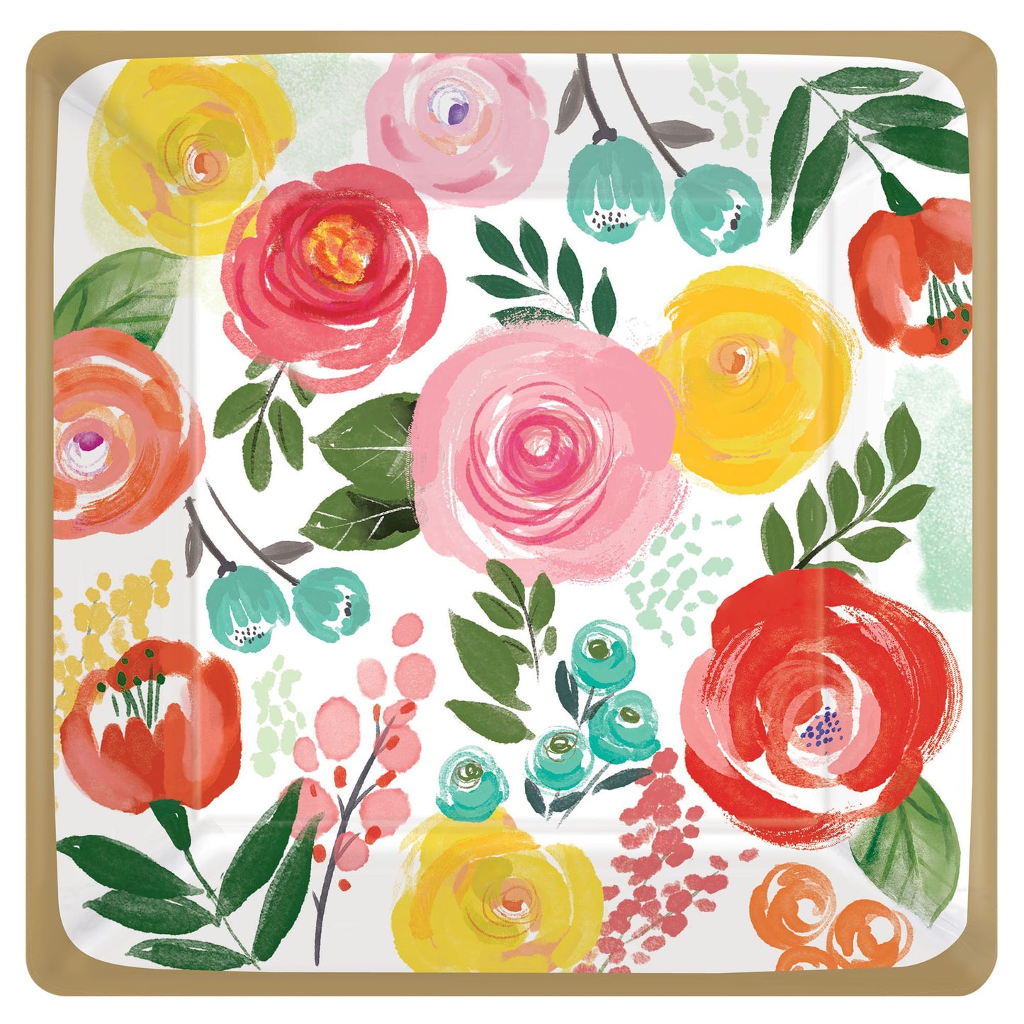 Bright Florals Square Plates 10in