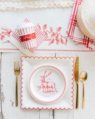 BELIEVE WHITE/RED SCALLOP 9" PLATE