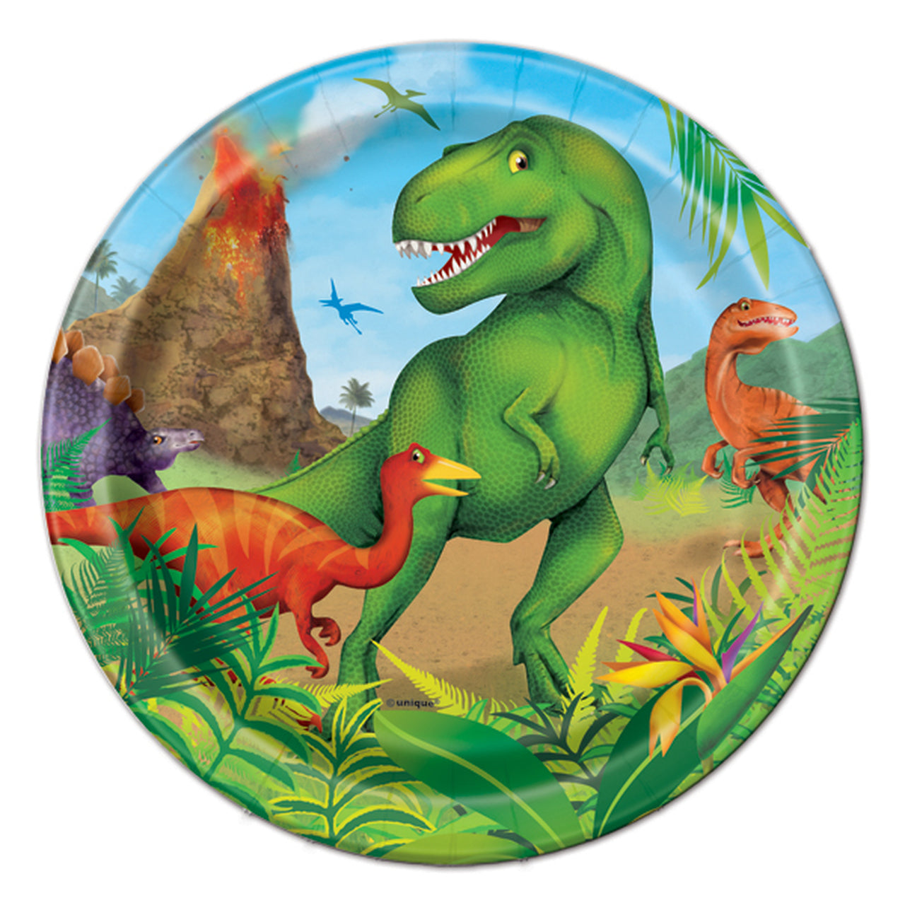 Dinosaur Dessert Plate, Round, 7 inch, 8 count
