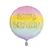 Gold Pastel Rainbow Birthday Foil Balloon 18"  Bulk