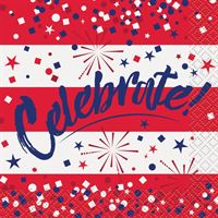 Celebrate Patriotic Beverage Napkins  16ct