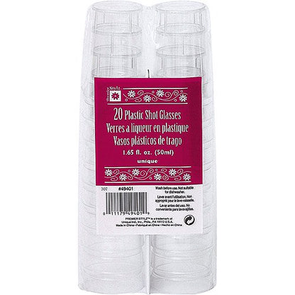Plastic Shot Glasses, 1.65 oz, Clear, 20ct