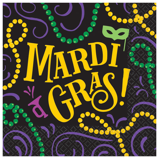 Mardi Gras Beverage Napkins 125PC 5in x 5in Paper Napkins