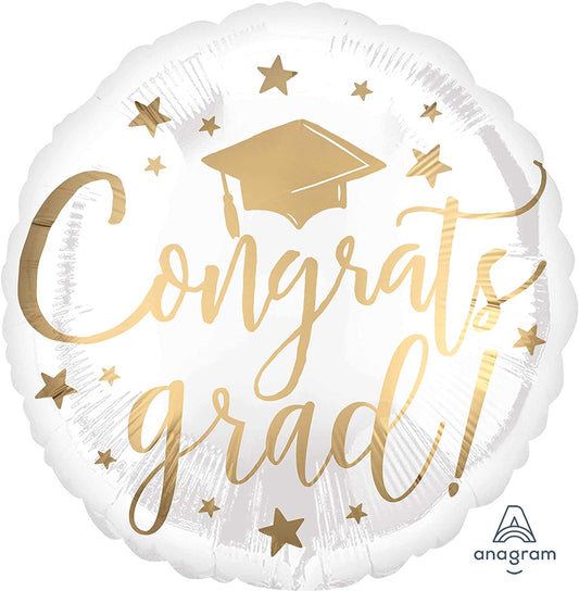 Congrats Grad White&Gold Script*