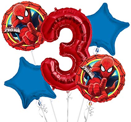 SpiderMan Birthday Balloon Bouquet 5pc