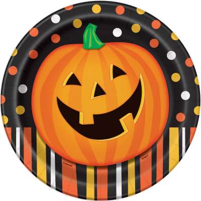 Smiling Pumpkin Round 9" Dinner Plates 8ct*