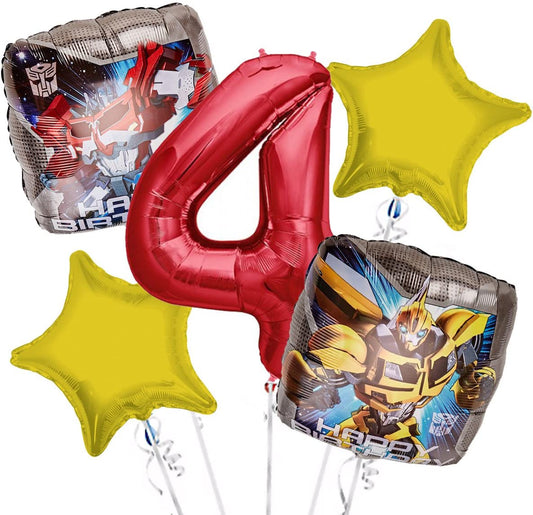 Transformers Balloon Bouquet 4th Birthday 5 pcs w/weight