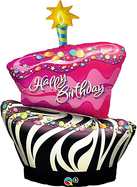 Birthday Zebra Stripe Cake 41'' Balloon