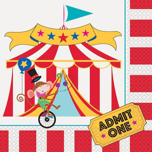 Circus Carnival Lunch Party Napkins, 16 Count