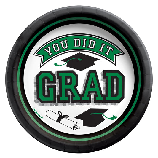 Green True To Your School Round Plates