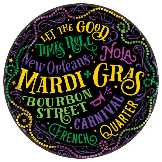 Good Times Mardi Gras Plates 7 Inches 60 Count