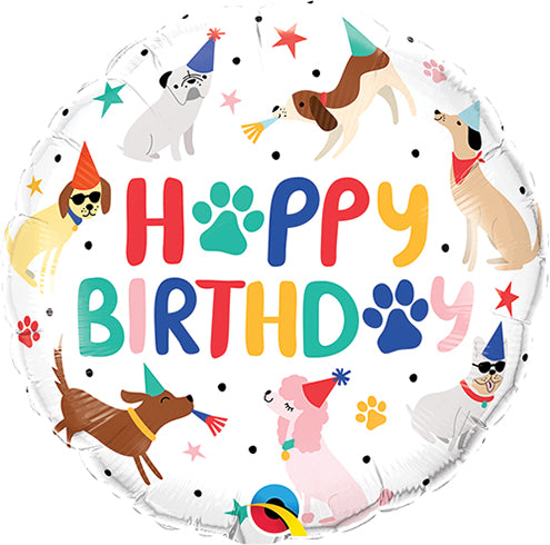 Happy Birthday Party Puppies Balloon, 18"