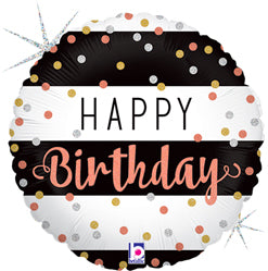 Birthday Rose Gold Holographic Balloon