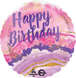 Birthday Watercolor Marble GEM  Balloon