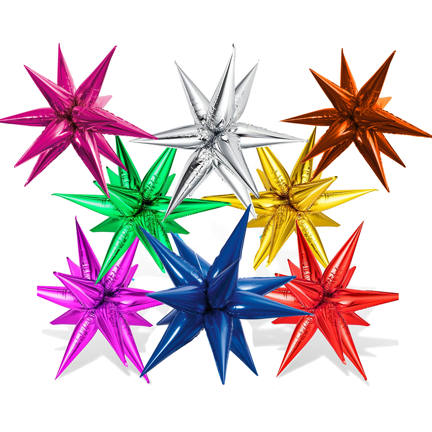 Air-Filled Starburst Balloons, 3D Star Foil