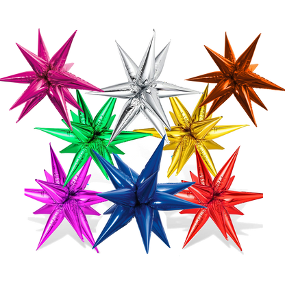 Air-Filled Starburst Balloons, 3D Star Foil