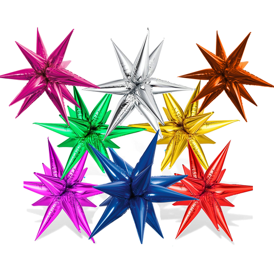 Air-Filled Starburst Balloons, 3D Star Foil