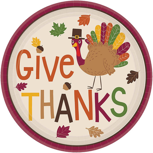 Gobble Gobble 18 ct Dessert Plates 7” Turkey Thanksgiving