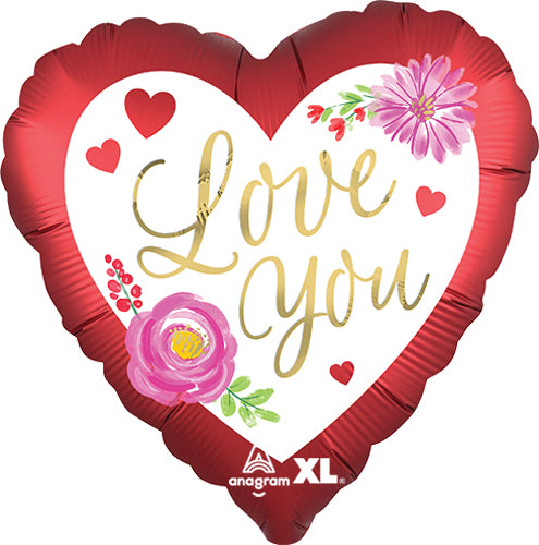 Satin Luxe Love Watercolor Floral Balloon, 18"