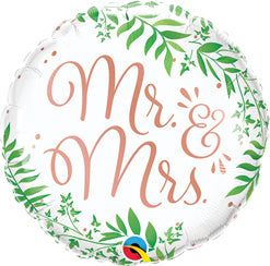 Std Mr & Mrs Elegant Greenery Balloon