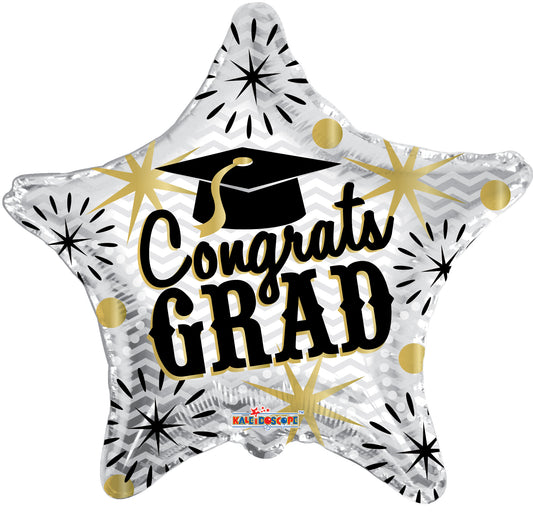 18" Congrats Grad Gold & Silver Balloon*