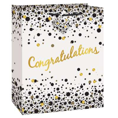 Speckled Black & Gold Congratulations Large Gift Bag