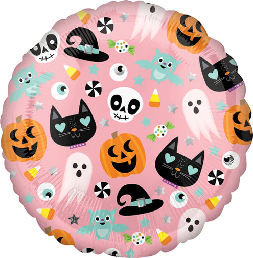 Pink Halloween 18' Mylar Balloon