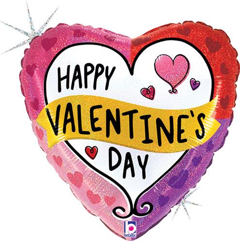 Valentine Color Block Holographic Balloon, 18 Inch