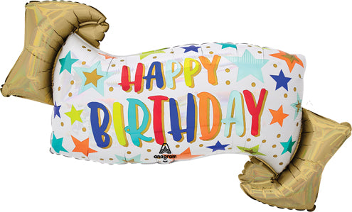 Holographic Birthday Banner Balloon, 39"