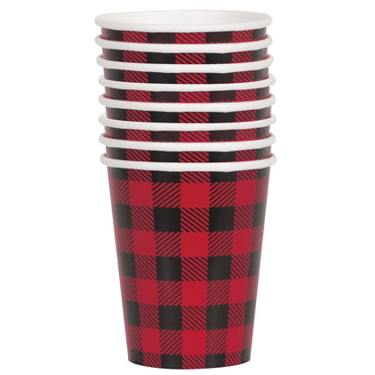 9oz Paper Buffalo Plaid Lumberjack Cups, 8ct