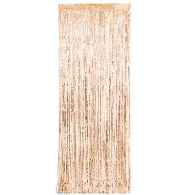 Rose Gold Fringe Door Curtain 3 x 8 ft