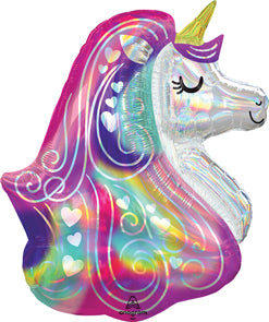 Unicorn Hearts Holographic 30''Balloon