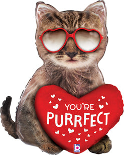 Valentine Purrfect Cat 26inch Balloon