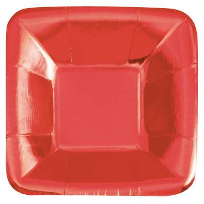 Red Foil Square 5" Appetizer Plates 8ct - Foil Board