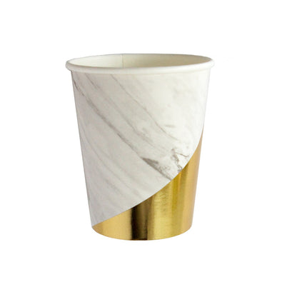 Blanc - White Marble Colorblock Paper Cups