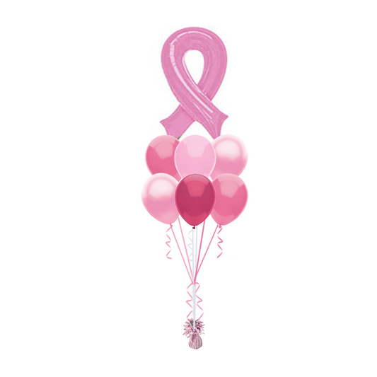 Breast Cancer Ribbon Balloon Bouquet, 7pc