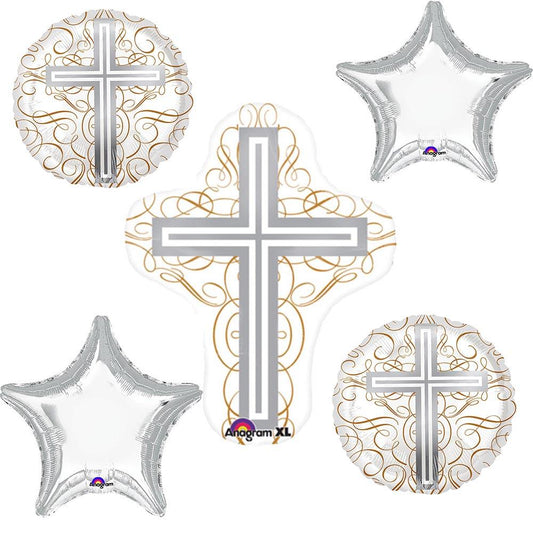 Elegant Jesus Cross Balloon Bouquet Set 5pc