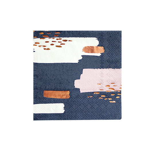 Navy Abstract Cocktail Paper Napkins
